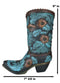 Turquoise Floral Scroll Lace W/ Rearing Horse Cowboy Boot Vase Planter Figurine