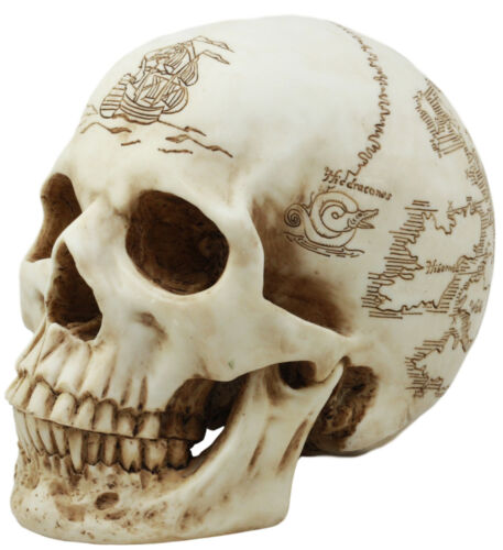 Ebros Pirate Captain Jack Sparrow Cartography Lost Treasure Map Skull Statue Relic