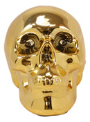 Electroplated Shiny Gold Cranium Skull Head Money Bank Resin Figurine 7.5"L