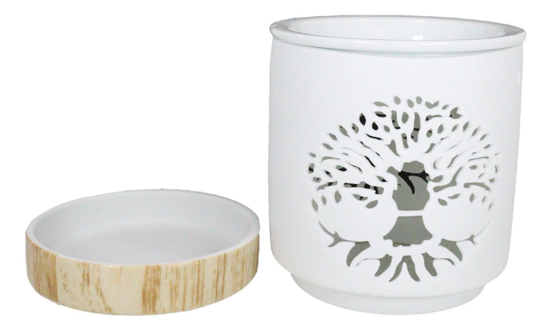 Wicca Celtic Tree Of Life Filigree Cutout Ceramic Votive Candle Oil Tart Warmer