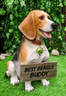 Ebros Lifelike Realistic Beagle Dog Welcome Greeter Statue 12" Tall Hound Dog Breed Collectible Decor Figurine with Jingle Collar Greeting Signs