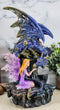 Ebros Purple Fairy Kneeling by Blue Zirconia Dragon On Rock LED Light Figurine