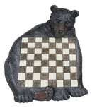 Rustic Western Forest Black Bear Checkerboard With Bear Paw Color Checkers Set