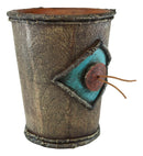 Rustic Western Turquoise Bullseye Faux Branchwood Wood Waste Basket Trash Bin