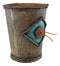 Rustic Western Turquoise Bullseye Faux Branchwood Wood Waste Basket Trash Bin