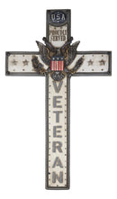 Rustic USA Proudly Served American Flag Great Seal Eagle Veteran Wall Cross