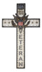 Rustic USA Proudly Served American Flag Great Seal Eagle Veteran Wall Cross