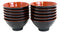 Pack Of 12 Modern Ridged Red Black Melamine Small 10oz Rice Miso Soup Bowls Set
