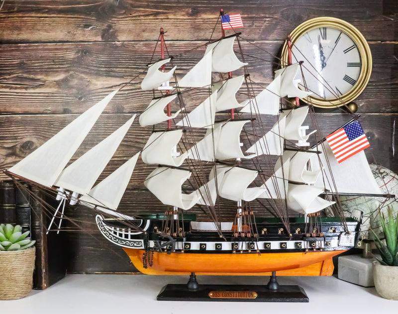 23"L Handicraft Wood Old Ironsides USS Constitution Navy Frigate Ship Model