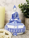 Ebros Gift Bhumisparsha Mudra Buddha Amitabha Meditating Terracotta Blue and White Round Jewelry Box Figurine 5.25" Diameter Buddhist Eastern Enlightenment Trinket Box Accessory Feng Shui Decor