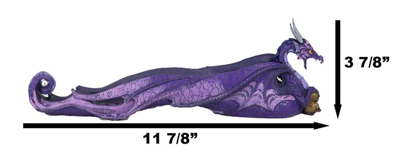 Purple Night Sky Dusk Skull Grave Dragon Growling Incense Holder Burner Figurine