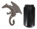 Pack Of 2 Cast Iron Rustic Fantasy Viking Dragon Wall Key Leash Coat Hook Decors