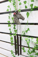 Western Faux Stone Horse Bust With Colorful Flowers Wind Chime Garden Patio