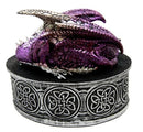 Ebros Gift Sleeping Purple Dragon Decorative Oval Trinket Jewelry Box Figurine with Celtic Knotwork 5" W