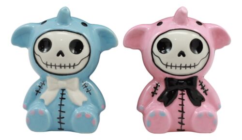 Ebros Furrybones Elephant Voodoo Skeleton Ceramic Salt And Pepper Shakers Set