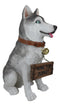 Ebros  Lifelike Pet Pal Siberian Husky Sled Dog Statue 13"H With Jingle Collar Sign