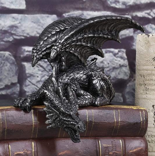 Ebros Silent Assasin Gothic Crouching Dragon With Open Wings Shelf Sitter Statue