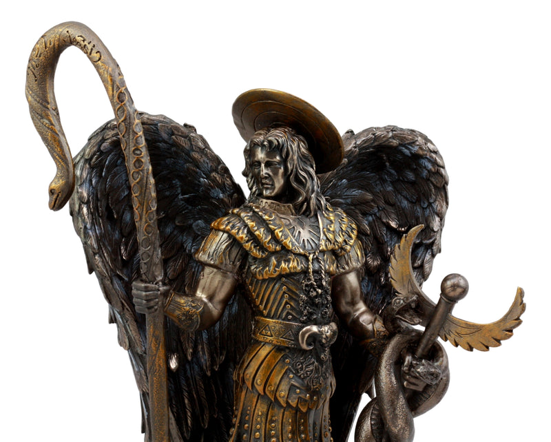 Ebros Saint Raphael The Archangel Holding Healing Staff Statue 13"H Catholic Saint Decorative Figurine
