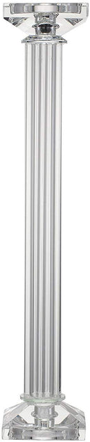 Ebros Contemporary Crystal Glass Pillar Column Candle Holder Candlestick Candleholder Decor Figurine for Mantelpiece Countertop Table Master Bedroom Living Room Accent (18" High)