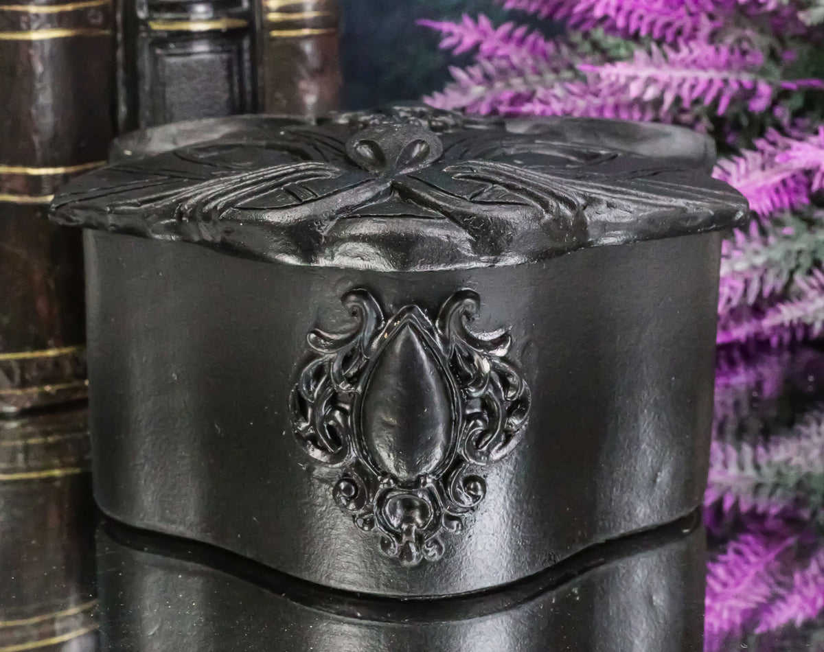 Black Wicca Triple Goddess Sacred Cat Bastet Sculptural Decorative Jewelry Box - Ebros Gift