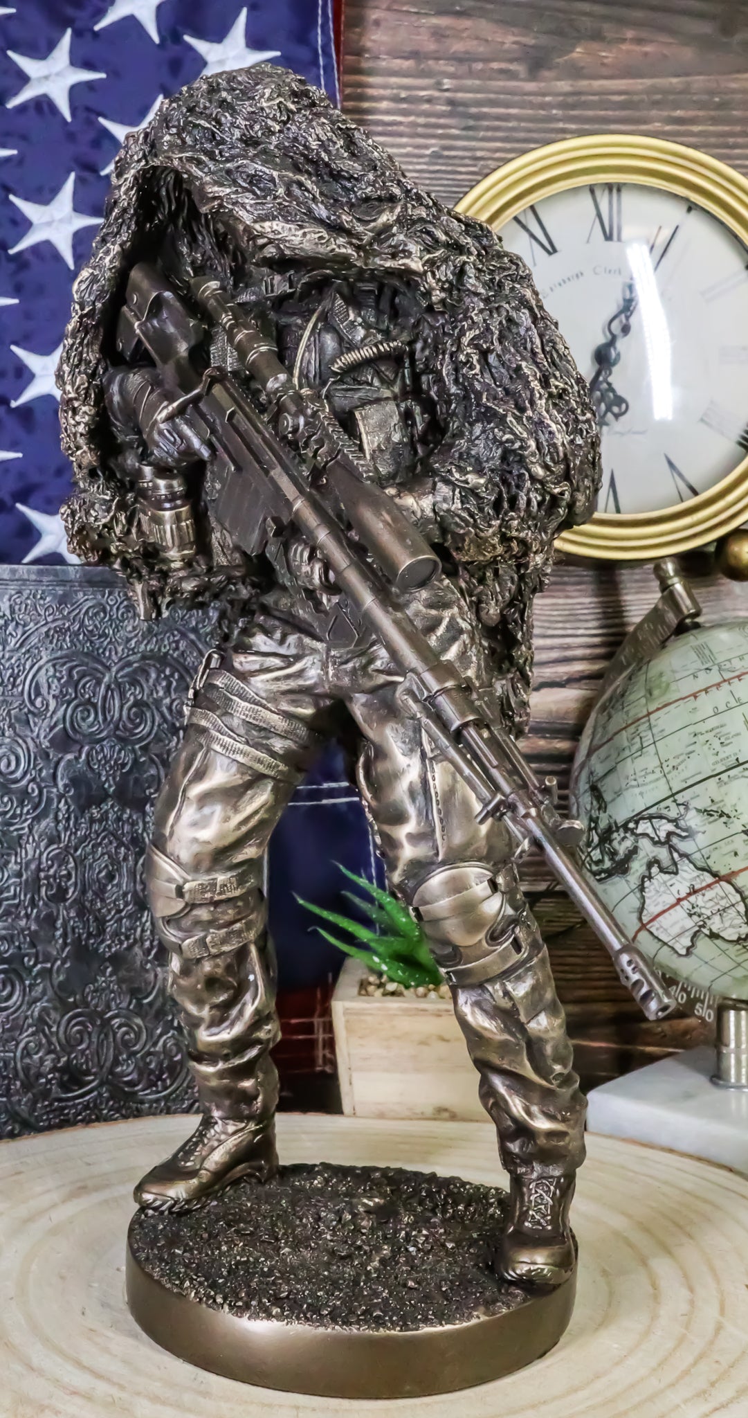 Ebros Military Marksman Marine Camouflage Sniper Statue Modern Warfare Specialist Unit Figurine Behind Enemy Lines