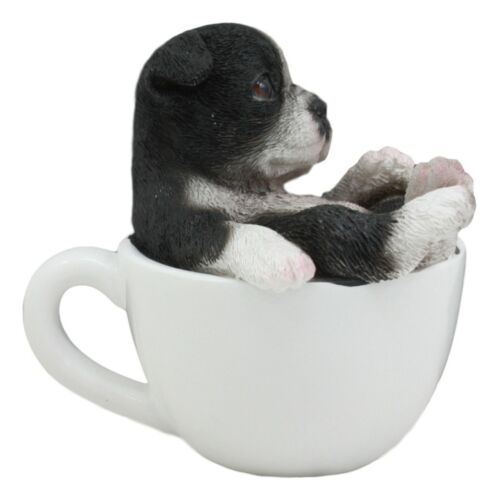 Ebros Realistic Mini Boston Terrier Teacup Statue 2.5"H Pet Pal Tuxedo Gentleman Dog