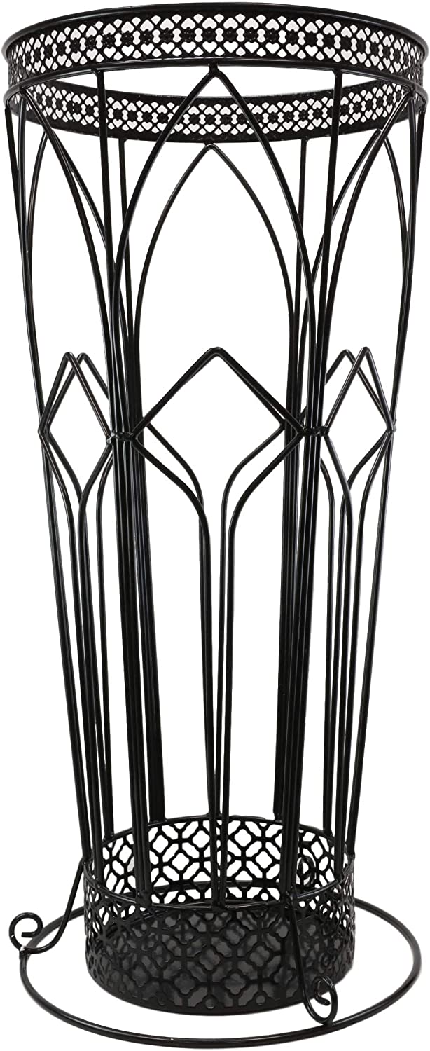 Ebros Black Rod Iron Cathedral Windows Walking Cane Or Umbrella Stand Holder
