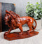 Ebros King of The Safari African Lion Statue 7" Long in Mahogany Faux Wood Finish