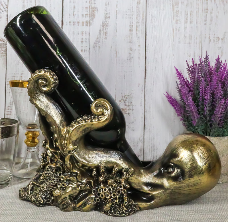 Ebros Nautical Deep Ocean Octopus Wine Holder Cephalopod Giant Creature Kraken Wine Caddy Figurine 11"Long