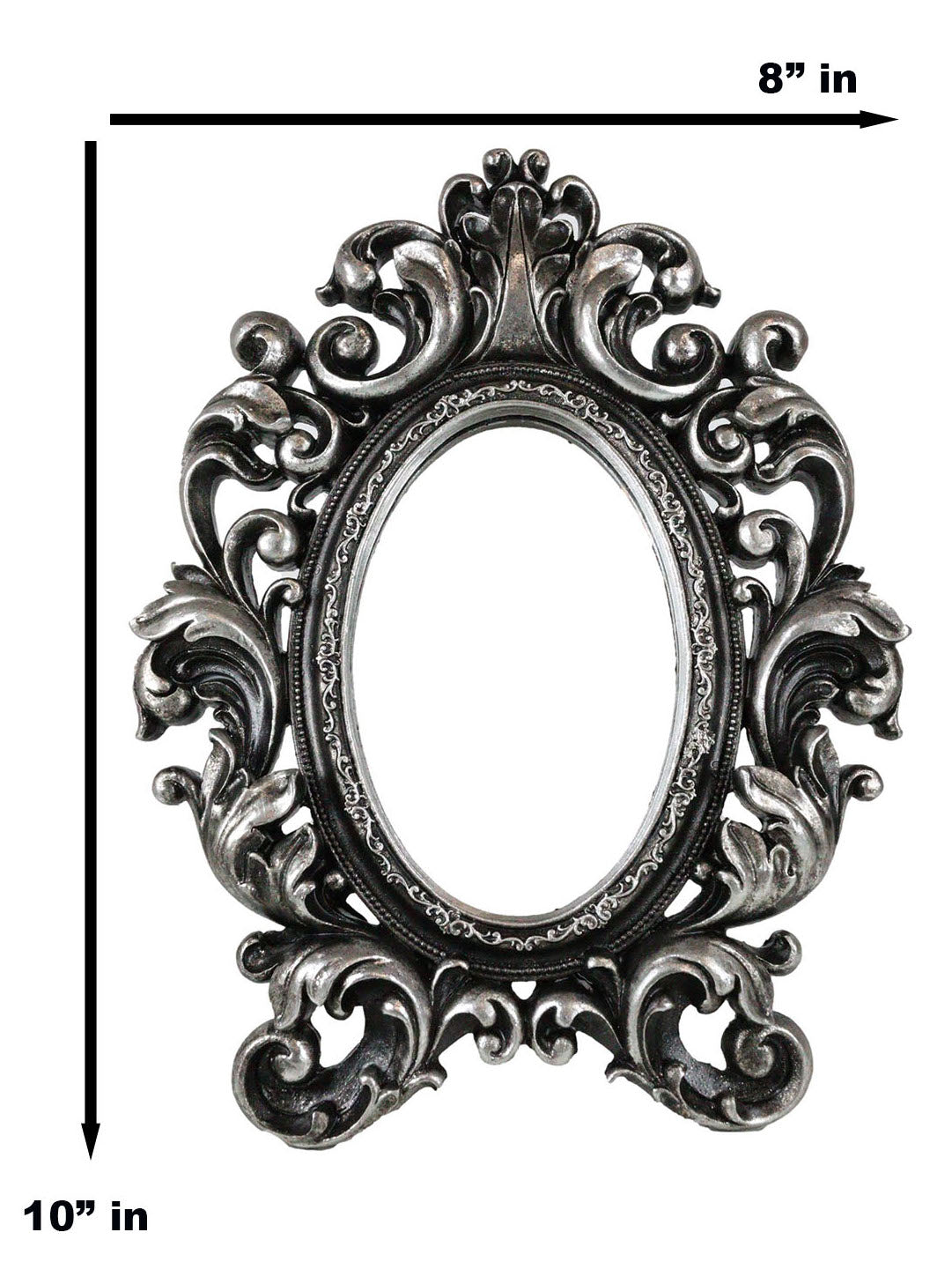 Victorian Floral Scrollwork Ornate Vanity Dressing Desktop Table Mirror Accent