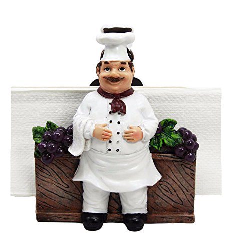 Ebros Chef Alton Grape Wine Vineyard Dinner Napkin Holder Figurine Tabletop Decorative