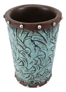Rustic Western Turquoise Floral Soap Dish Toothbrush Holder And Soap Pump Set