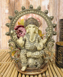 Ebros 11.75" Tall Hindu Vastu Supreme God Nataraja Ganesha Chaturthi On Lotus Throne with Mouse and Arch Ring of Fire Statue Ganapati Elephant Deity Patron of Success Arts and Wisdom Hinduism - Ebros Gift
