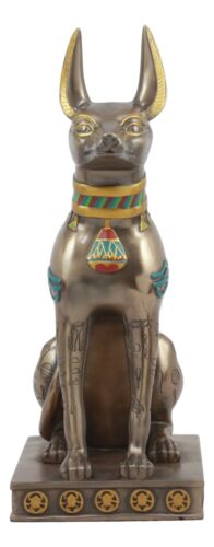 Large Egyptian Jackal Dog Anubis Statue 12.5"H God Of Mummification Afterlife