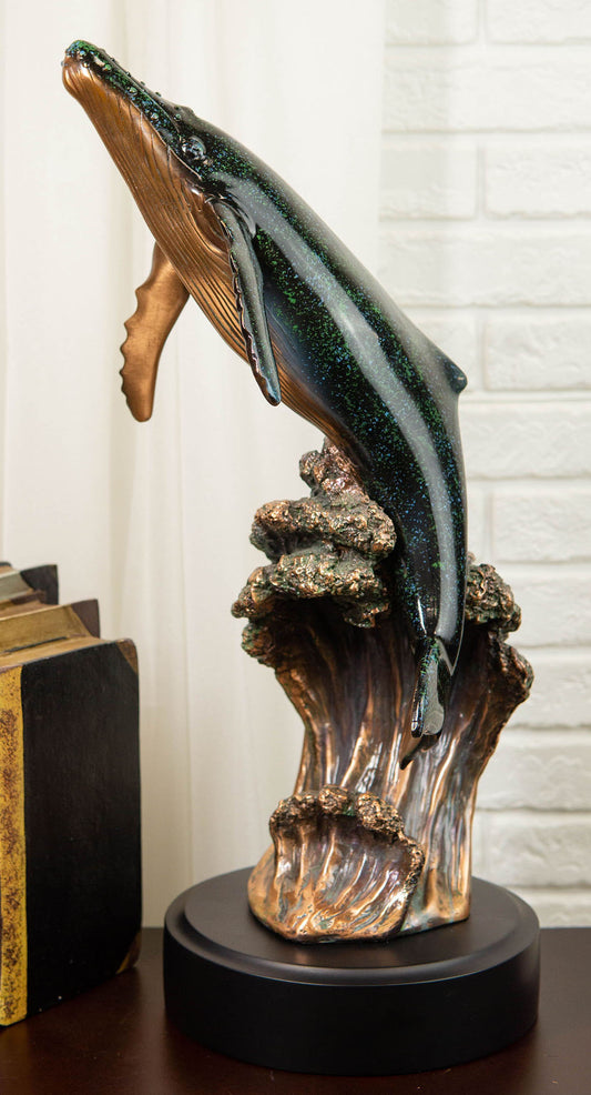 Ebros Large Nautical Ocean Marine Baleen Humpback Whale Breaching Water Statue - Ebros Gift
