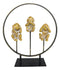 Golden See Hear Speak No Evil Monkeys In Peace Circle Ring Stand Decor Statue