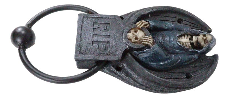 RIP Grim Reaper Door Knocker Resin Statue Figurine 8.1/2"H Skeleton Handpainted