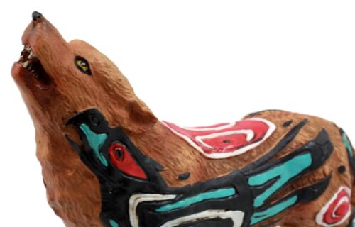 Raven Crow Scavenger Native Tribal Howling Wolf Totem Spirit Figurine 6.25"L