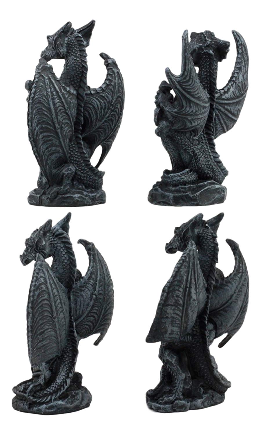 Ebros Faux Stone Fantasy Sentinel Guardian Dragons Statue Set Of 4 Dragon Miniature - Ebros Gift