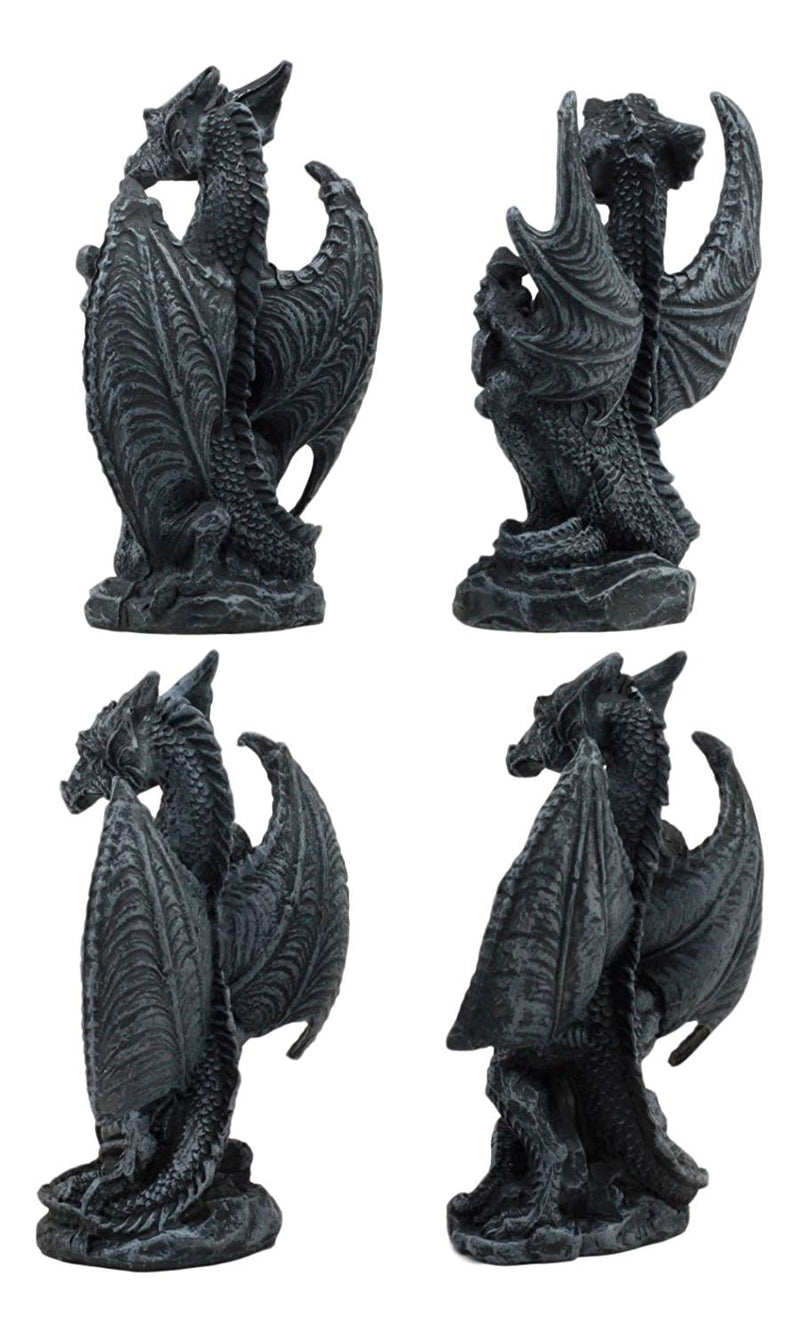 Ebros Faux Stone Fantasy Sentinel Guardian Dragons Statue Set Of 4 Dragon Miniature