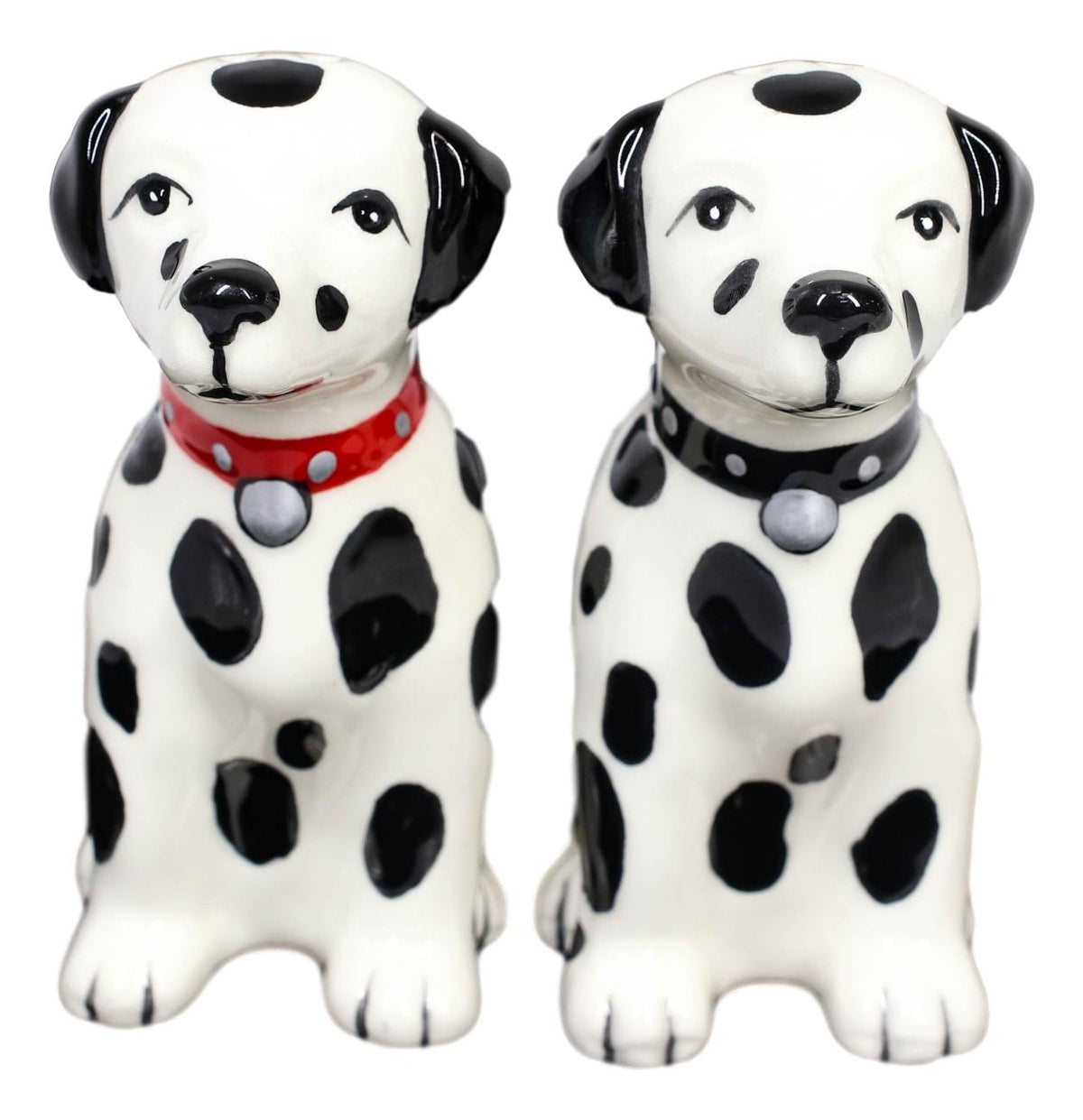 Black And White Spotted Dalmatian Dogs Puppies Magnetic Salt Pepper Shakers Set - Ebros Gift