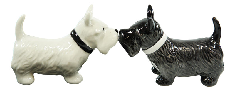 Ebros Kissing Scottie Scottish Terrier Dogs Ceramic Salt And Pepper Shakers Set Decor
