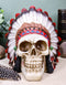 Indian Chieftain Skull Statue 5.75"L Mohawk Warrior Skull With Roach Headdress