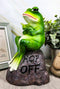 Ebros Hop Off! Feisty Toad Frog On Landscape Rock Statue Rainforest Animal Decor