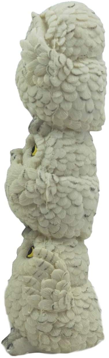 Ebros Stacked See Hear Speak No Evil Wise Acrobatic Fat Owls Figurine (White)