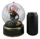 Red Dragon On Rocky Mountain Castle Musical LED Light Air Powered Glitter Globe