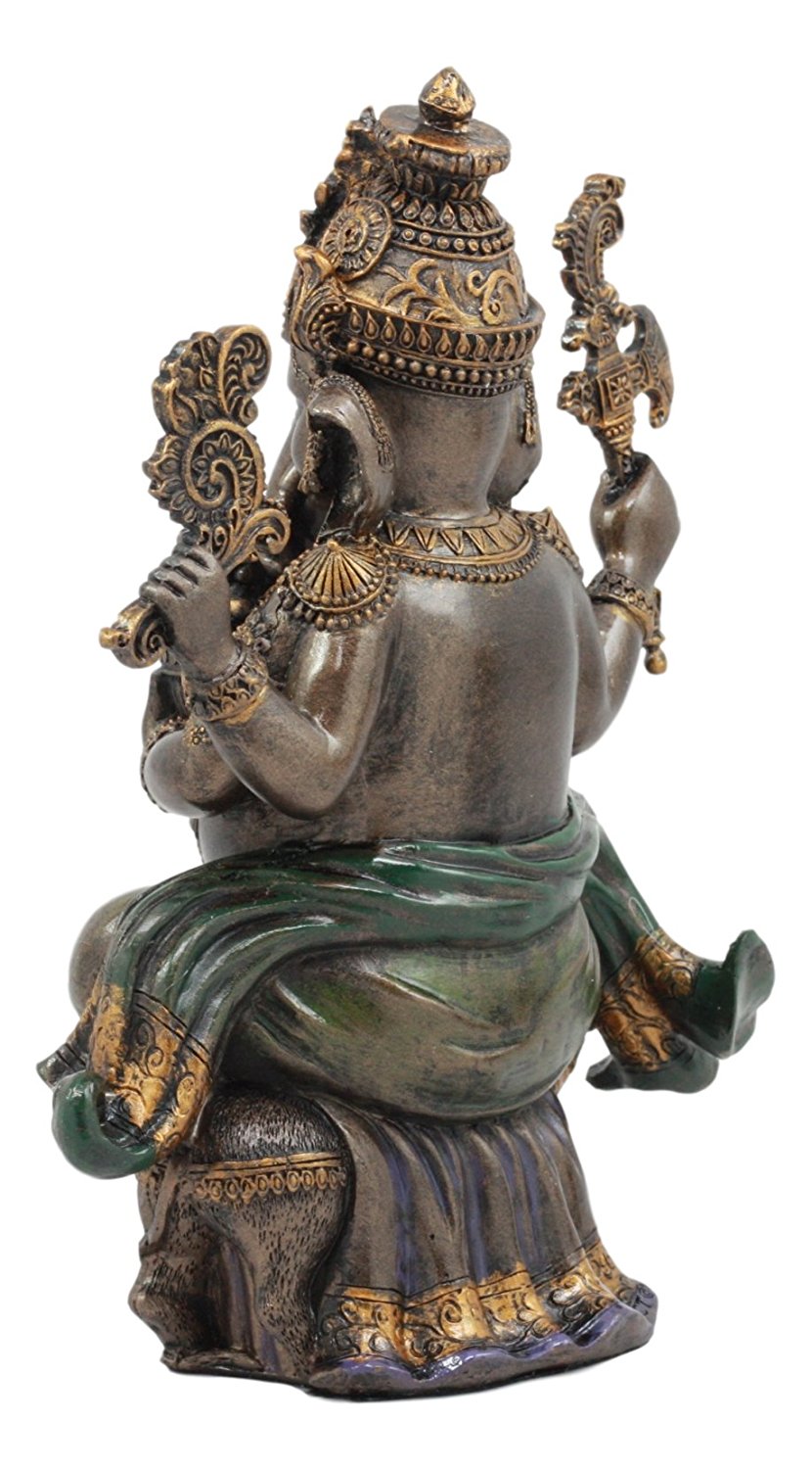 Ebros Hindu Lord Ganesha Sitting On Throne Statue Elephant God Hoysala Empire Ganapati - Ebros Gift