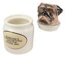 Ceramic Adorable Hiding Thief Pugsie Pug Dog Cookie Jar With Air Tight Lid 9"H
