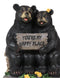 Whimsical Black Bears Couple On Tree Log You're My Happy Place Sign Figurine