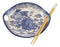 Blue Feng Shui Dragon Small Appetizer Coupe Plate Flat Bowl With Chopsticks Set